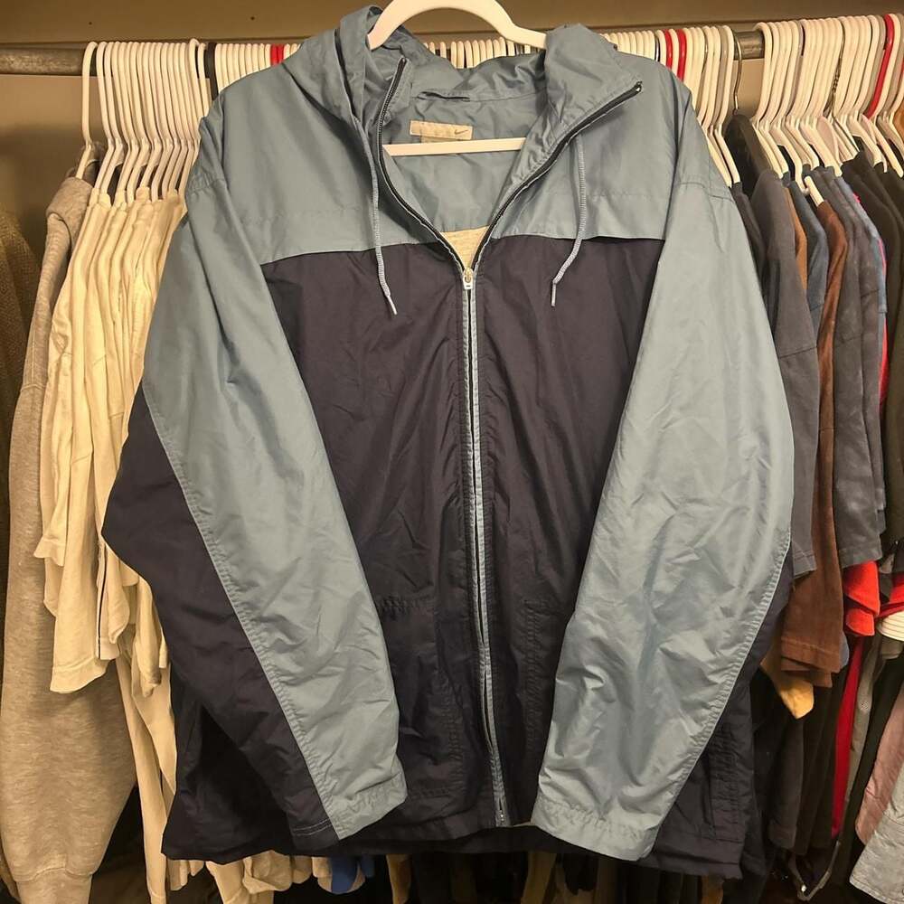 Vintage Nike Y2K Two-Tone Blue Hooded Jacket, Size XL